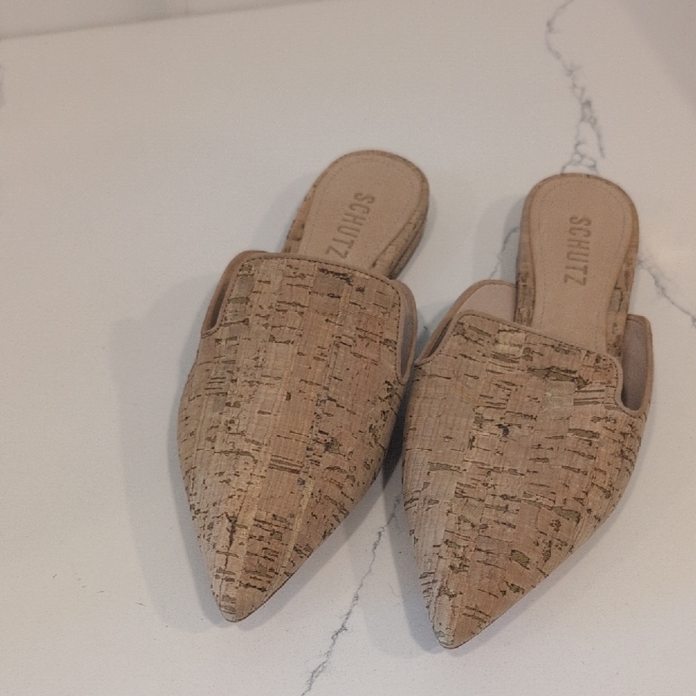 SCHUTZ Women's Cork Pointed Mules